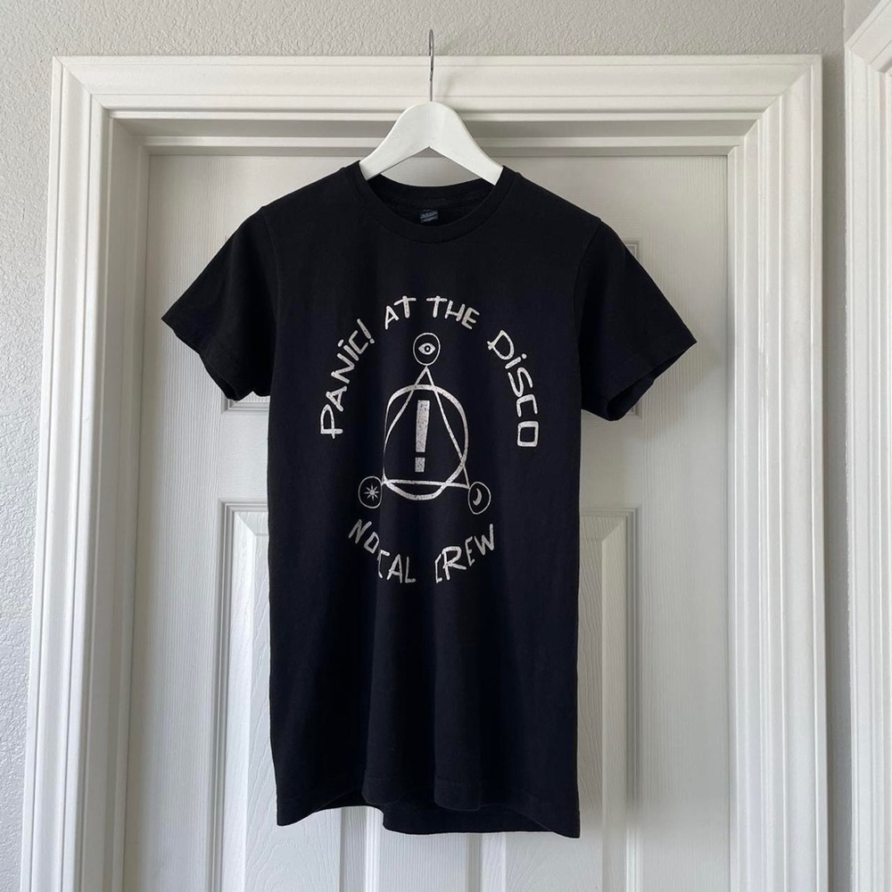 panic! at the disco black “norcal crew” graphic crewneck merch t-shirt